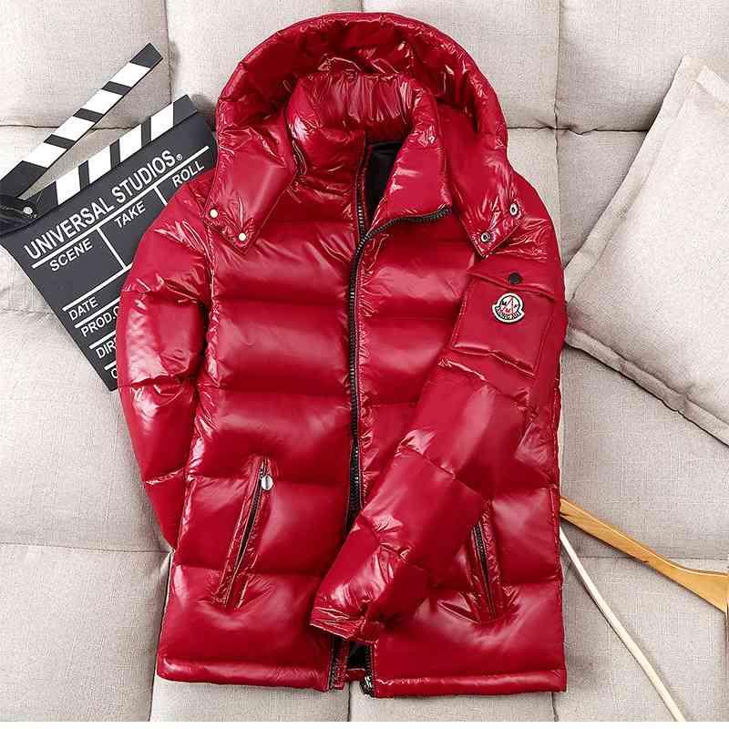 

off season hooded down short winter 2022 new couple tide brand thickened bright face men's jacket black red