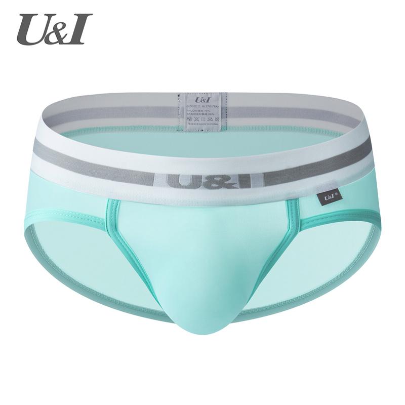 

Underpants U&I Men's Briefs Ultra-thin Breathable Nylon One-piece Up Personality Mid-waist Sports Hip-lifting Trendy Underwear, Black
