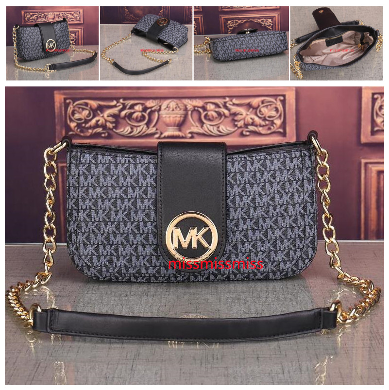 

001 michaelmkkors women's Leather chain bag handbag Shoulder Bag Envelope bag Crossbody bags Shopping Bags women messenger bags, Black;brown