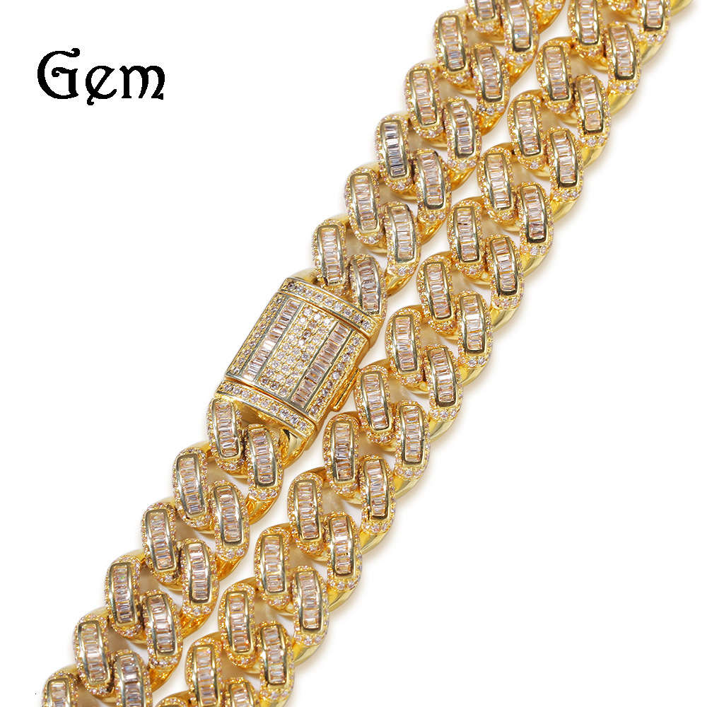 

Hip hop square and round zircon inlaid Cuba Necklace men's trendy rap hip hop accessories
