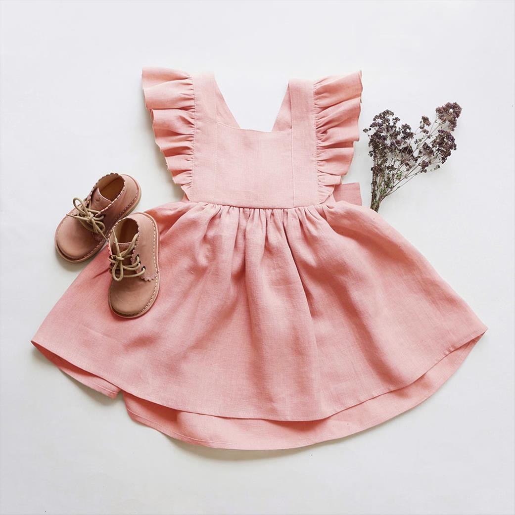 

Summer Princess Vintage Flying Sleeve Girl Dresses Kids Linen Cotton Girls For Party Children Clothing 0 6y, Red;yellow