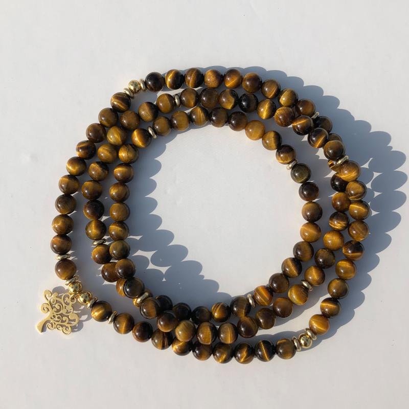 

Charm Bracelets Natural Stone Yellow Tiger Eye 108 Mala Yoga Necklace High Quality Round Beads Crystal Quartz Healing Women Men Jewelry Gift