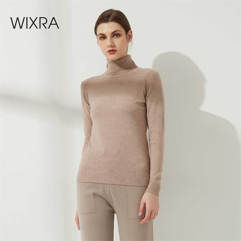 

Wixra Women Turtleneck Sweater Autumn Winter Spring Long Sleeve High-Collar Pull Femme Soft Jumper Top 211018, Gray