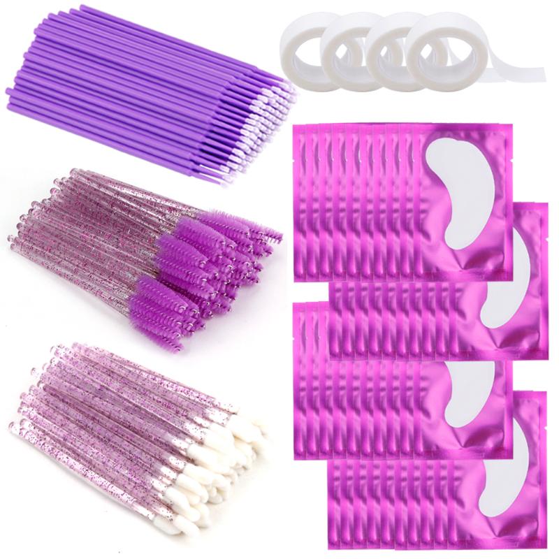 

False Eyelashes Eyelash Supplies Set Disposable Mascara Applicator Lashes Micro Brush Tape Cotton Swab Lash Extension Accessories