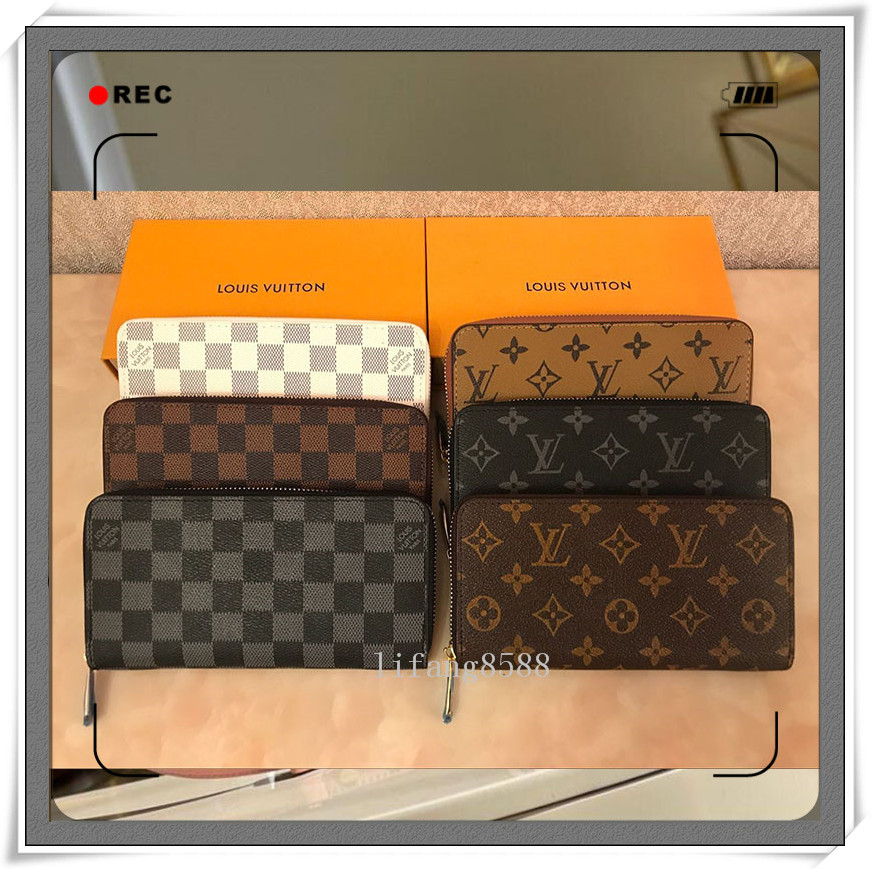 

2021 LV LOUIS VITTON Purse Wallet Zipper Bags Women's Wallets PU Leather Card Holder Pocket Long Women Bag Coin Purses, Red;black