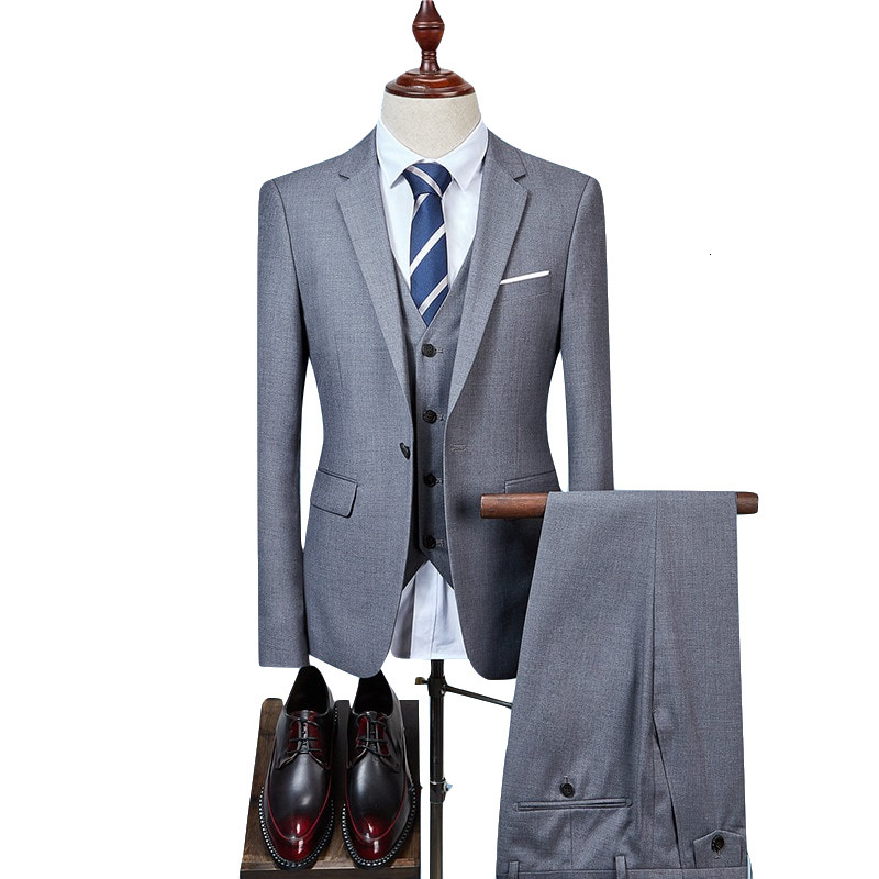 

Mens Wedding Prom 1 Button Slim Fit 3 Pieces Blazer Suit Formal Business Blue Tuxedos Suits for Male Plus Size S-5xl 2qcx, Black