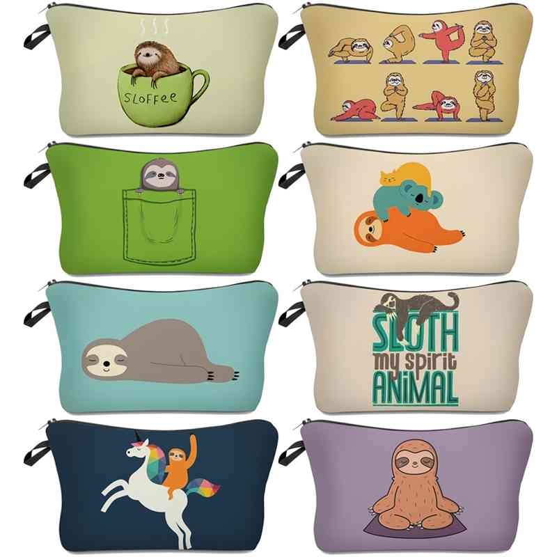 

New HD 3D printed sloth three piece cosmetic women's storage wash bag, 51804