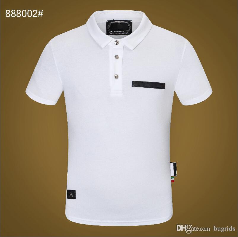 

PP Men's T-shirt Summer rhinestone Short Sleeve Round Neck shirt tee Skulls Print Tops Streetwear M-xxxL 888002a, White;black