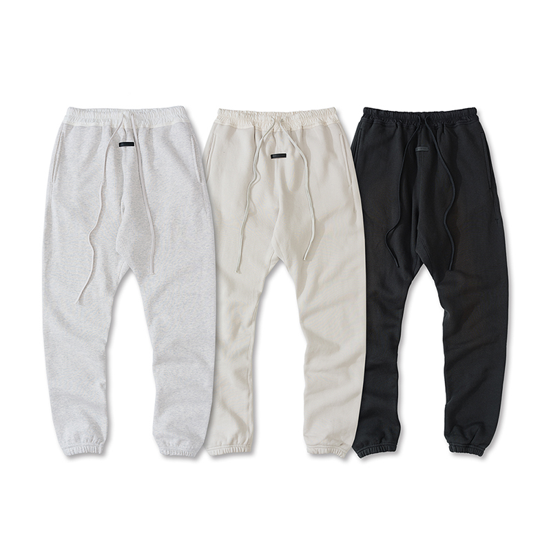 

Autumn Winter USA Europe 7th Leather Logo Pocket Pants Trousers fashion Men Women Cement White String Joggers Sweatpants, Light gray pants