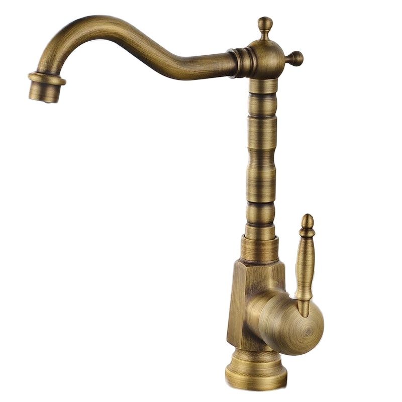 Kitchen Sink Faucets Solid Brass Antique Bronze Single Handle Basin taps Deck Mounted Hot&Cold Water Mix Tap-image-410820682