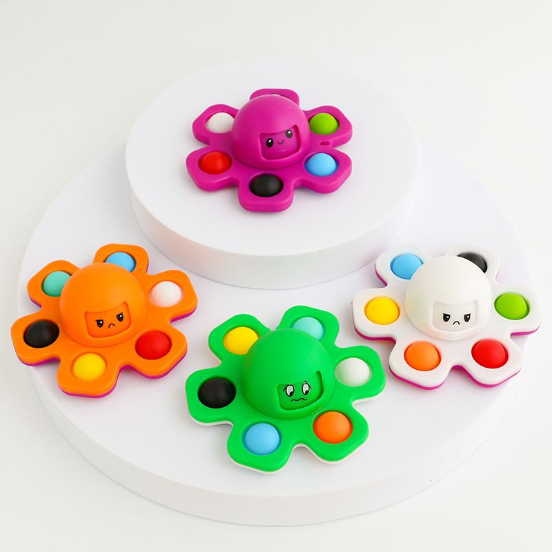 

Flip Face Octopus Fidget Sensory Bubble Spinner Gyro Cellphone Straps Finger Popping Toys Simple Dimple Push Spinning Top Gyroscope Decompression Stress Reliever