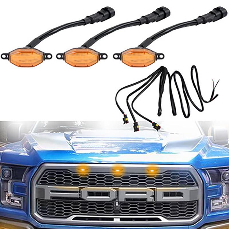 

Car Daytime Running Light Off-road Vehicle Small Yellow Light 6 LED Grille Middle Mesh Lamp