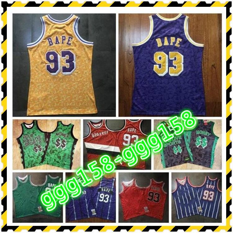 

Men 93 BAPExMITCHELL & NESS Jerseys Green Purple yellow red 1982-83 Classics Double-Embroidered Jersey Fast delivery