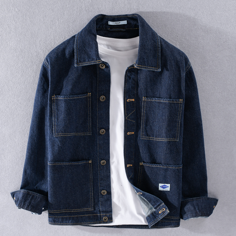 

2021 New Autumn and Spring Denim Cotton for Casual Fashion Men Shirts of Jacket Solid Comfortable Shirt Mens Chemise Tops 3enn, Dark blue