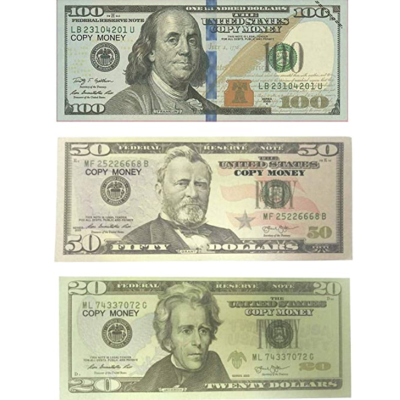 Lefree Fake Money Copy 20,50,100 Dollar Prop Realistic Double Sided Stack 100 pcs Movie Prop, Premium Printing for Movie, Party, Play Pretend and-image-735424847