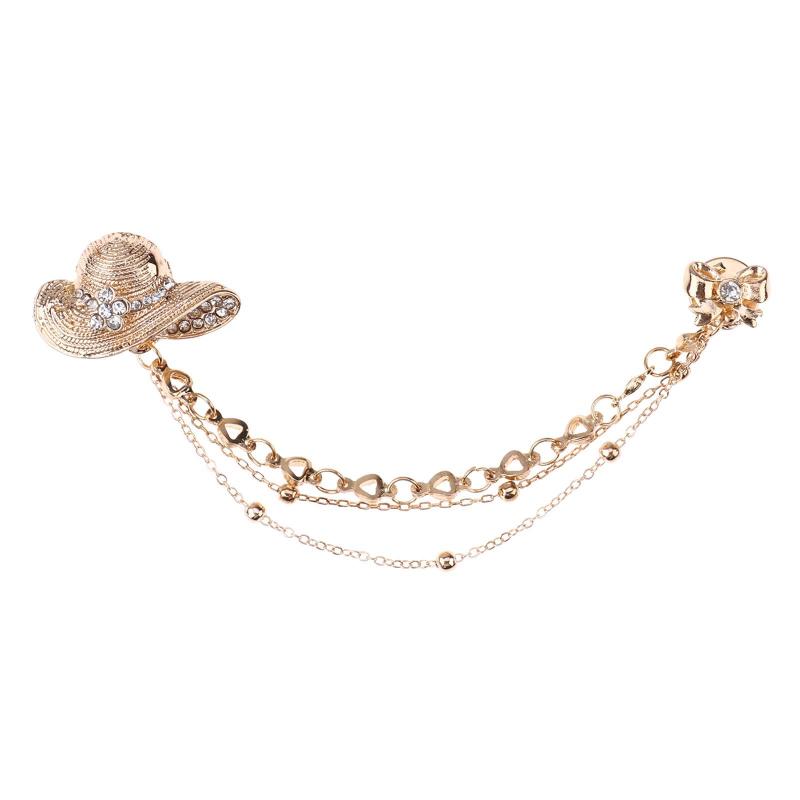 

Pins, Brooches Vintage Suit Brooch For Women Men Glittery Luxury Rhinestone Lapel Pins Fashion Shirt Dress Decor Metal Chains Jewelry Clip P