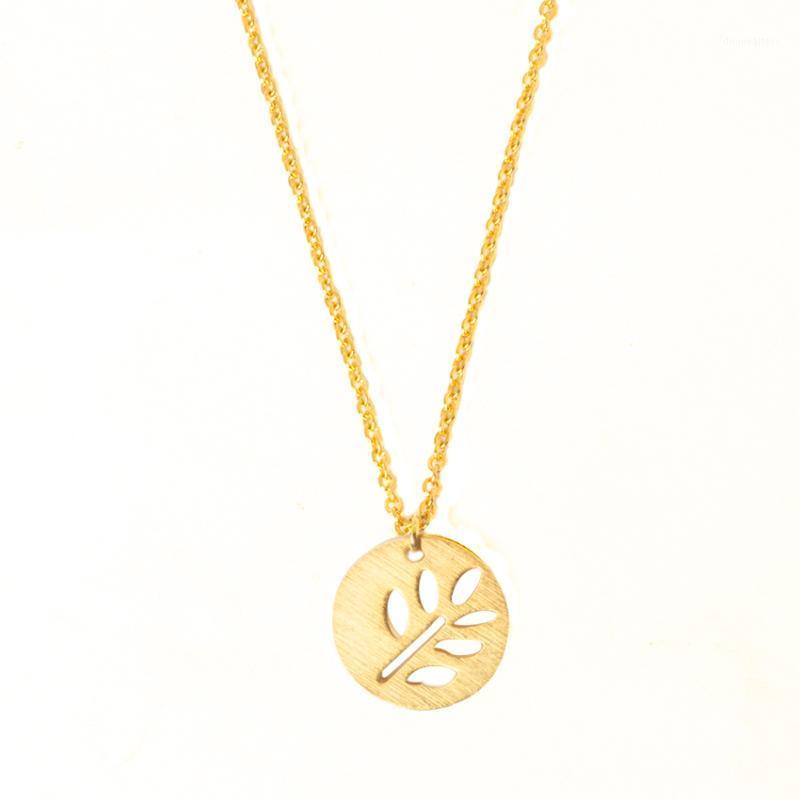 

Stainless Steel Unisex Jewelry Vintage Olive Branch Round Necklace Party Accessories Choker Bijoux Femme Collares Chains