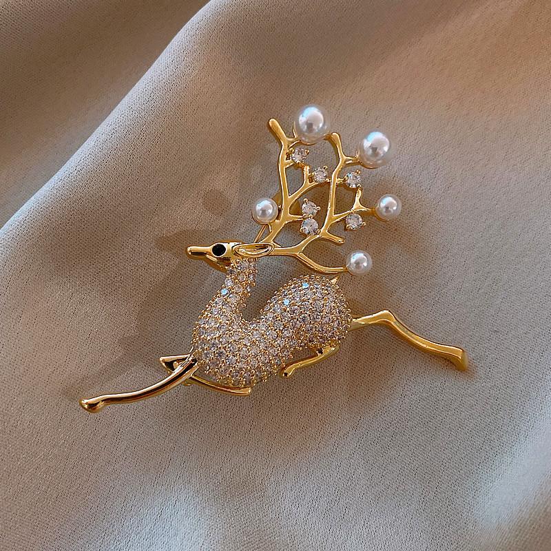 

Pins, Brooches MODAGIRL Women Jewelry Cute Animal Deer Christmas With Pearls Pin For Girl Sweater Fashion Accessories