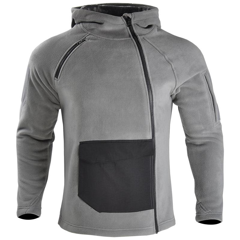 

Hunting Jackets HAN WILD Hooded Fleece Coats Men Warm Hiking Jacket Inclined Zipper Tactical Clothing Casual Bomber Big Pockets Fashion, Camo;black