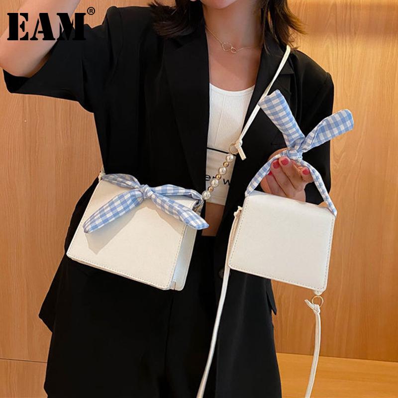 

[EAM] Women New Bow Mini Beading chains PU Leather Flap Personality All-match Crossbody Shoulder Bag Fashion Tide 2021 18A1934, Big black
