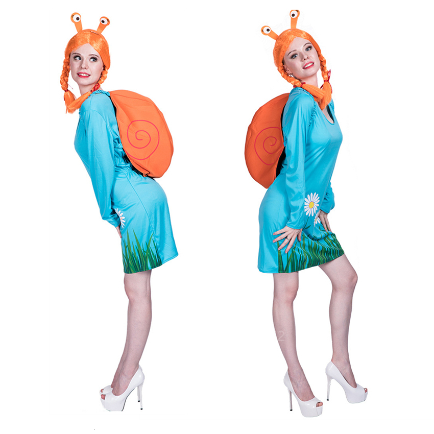 

2021 New Halloween Adult Women Snail Wig Backpack Set Fancy Anime Animal Cosplay for Carnival Costume Iyrz, Snails