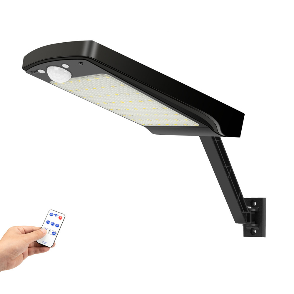 

2021 New 1/2 Pces 56led Solar Sensor Movimento Luz Parede Ao Ar Livre Lmpada De Rua Com Controle Remoto Prova Dremote Gua Brilho Ajustvel Cu