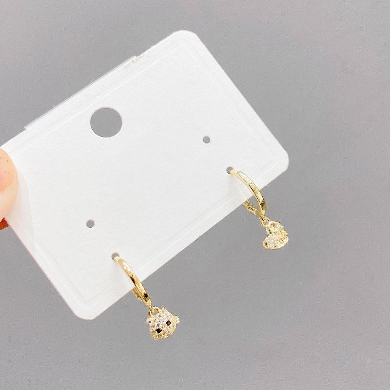 Hoop & Huggie Aide 6PCS/Set Luxury CZ Zircon Asymmetry Earrings Rose Cat Heart For Girl Women Cute Piercing Valentine's Day Gift-image-726743950