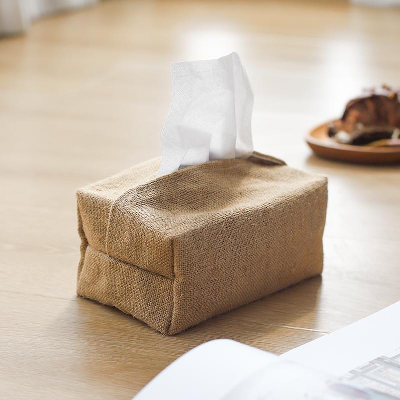 

Tissue Boxes & Napkins Linen Fabric Case Cover Box Holder Rectangle Container Home Car Towel Napkin Papers Bag Pouch Chic Table Decoration