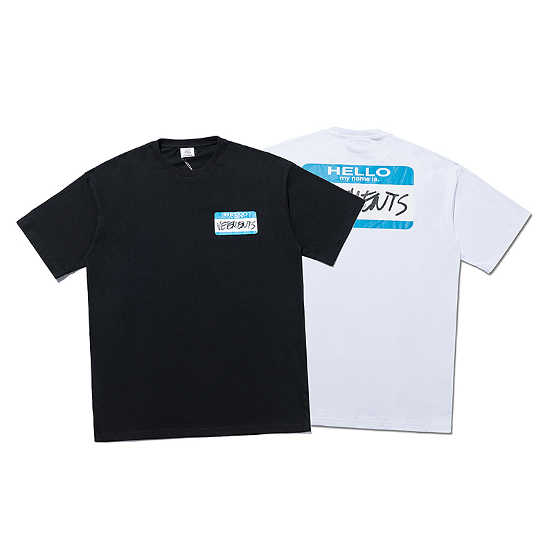 

2021 Europe France Paris Hello My Name Is Autograph Oversize T shirts Fashion Mens Embroidery Tshirt Women Clothes Casual Cotton Tee, Black tee