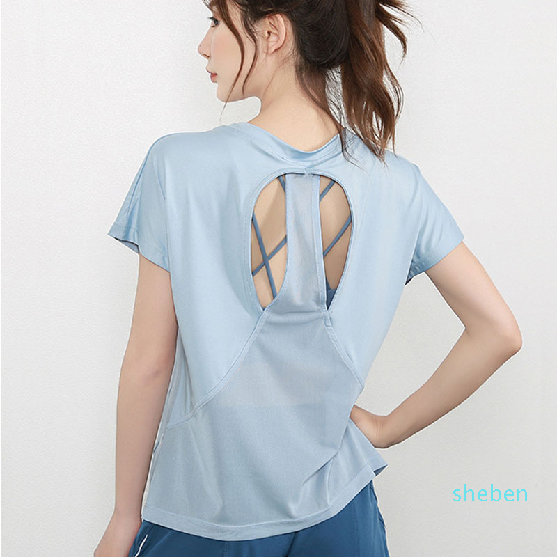 

Yoga Outfits Women Summer T Shirts Slim Sports Fitness Short Sleeve Top Mesh Womens Gym Shirt Sport Wear 2021 Clothing, Black