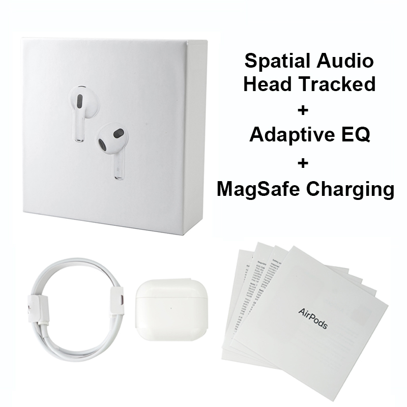 

New AirPods 3rd Generation Air Pod Earphones with Spatial Audio High Quality A20 Chip with MagSafe Wireless Charging Gen 3 Bluetooth Earbuds for Apple iPhone, White