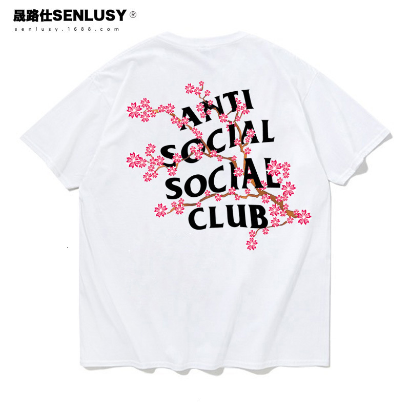 

Men' T-shirts Digner 2021 Summer Short Anti Social Club Cherry Blossom T-shirt and Wo Cotton Loose Half Sve, Not for sale