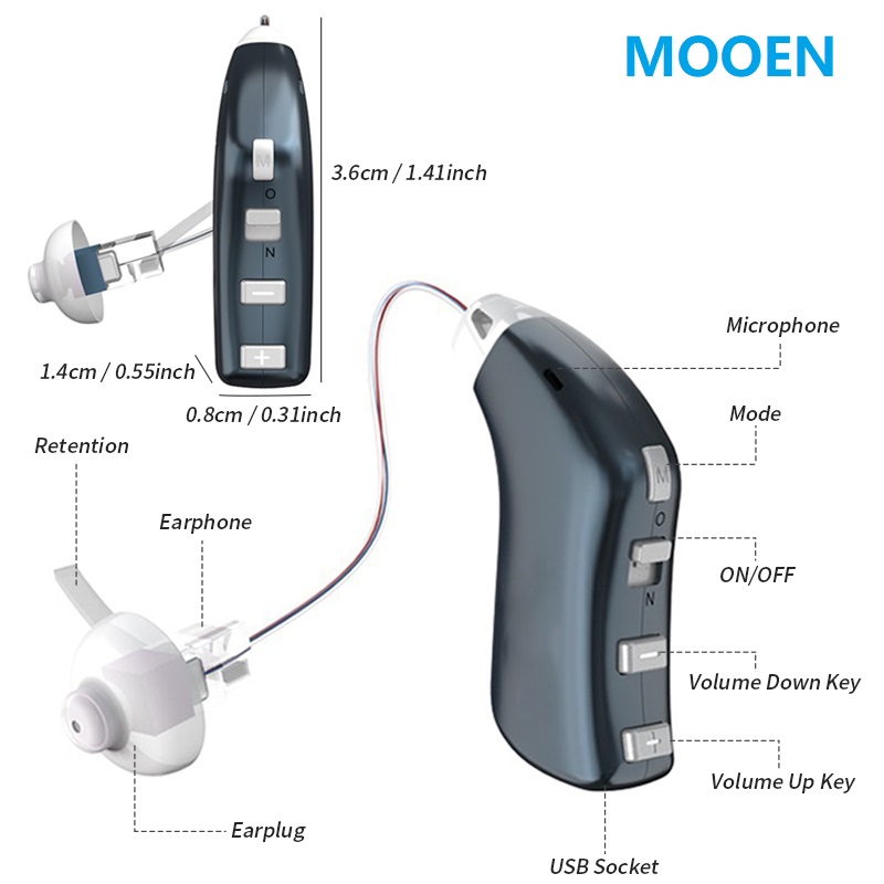 

16 channel Digital Hearing Aids Rechargeable Audifonos Sound Amplifier Professional Hearing Aid BTE Audifonos for DeafnessScouts