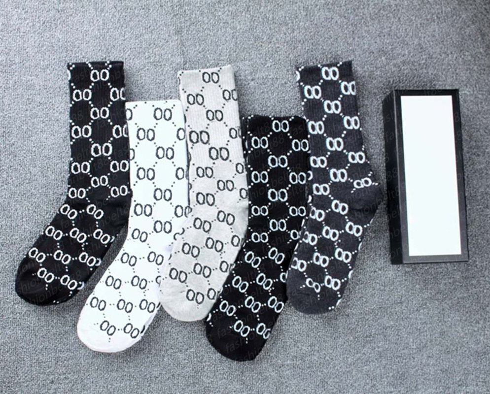 

Designer Mens Womens Socks Five Pair Luxe Sports Winter Mesh Letter Printed Sock Embroidery Cotton Man With Box AAA+++, 1 box = 5 pairs