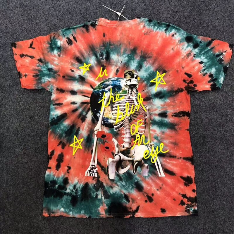 

2021 New Astroworld T-shirts Kanye West Europe Tour Die Festival Run Tie Dye Tee Men Women T-shirt C7bh