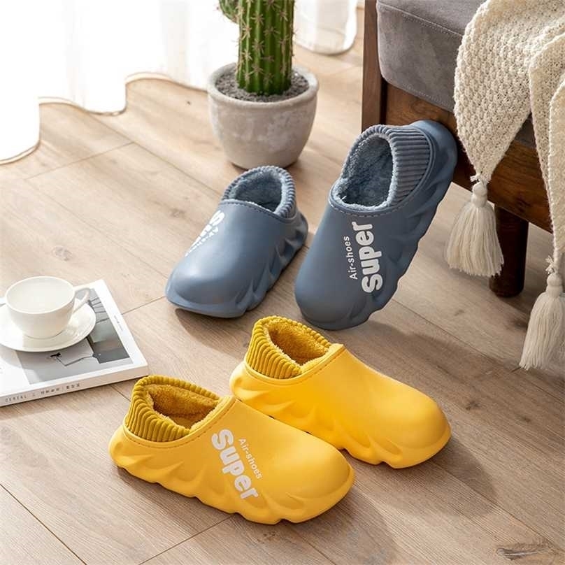 

Winter Fashion Slippers Warm Women Shoes Waterproof Couples Non-Slip Plush Cotton Indoor Outdoor Home Autumn Spring 211110, Red