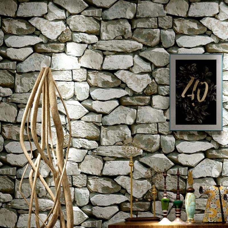 

Wallpapers Waterproof Vintage 3D Stone Effect Wallpaper Roll Modern Rustic Realistic Faux Texture PVC Wall Paper Home Decor, S30031