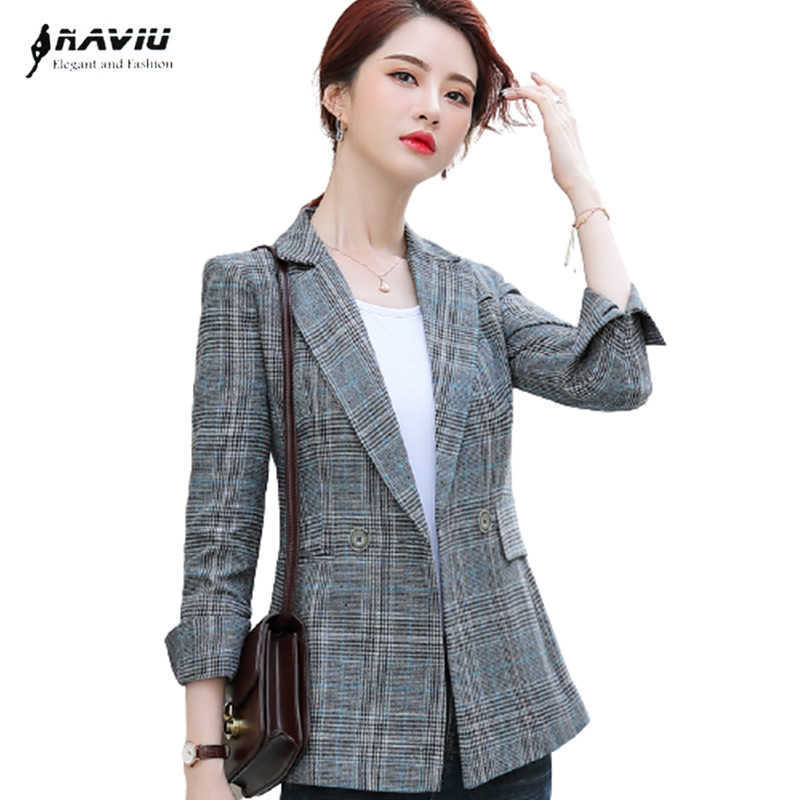 

Plaid Blazer Women Long Sleeve Spring Fashion Temperament Slim Casual Office Ladies Business Formal Work Coat 210604, Red plaid blazer