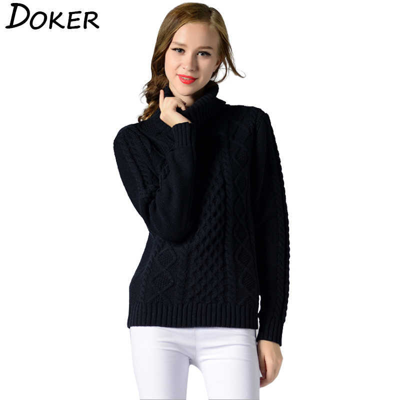 

Autumn Winter Thick Turtleneck Sweater Women Long Sleeve Pullovers Knitted Ladies Elegant Bottoming Knitwear Tops 210604, Black