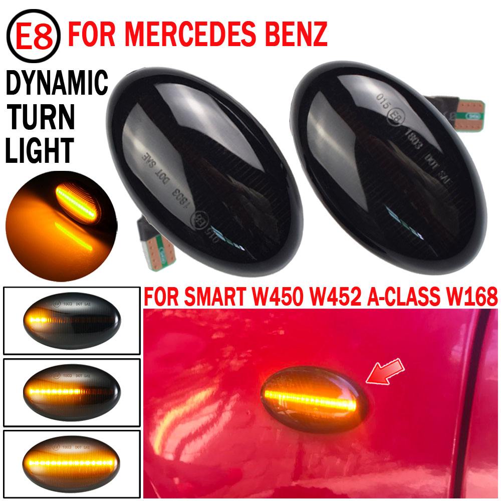 

2x Dynamic LED Turn Signal Lights Side Marker Car Accessories For Mercedes Benz Smart W450 W452 A-Class W168 Vito W639 W447