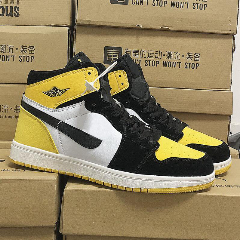 

Jumpmen 1 Mid Yellow Toe Black shoes 852542-071 VARSITY MAIZE WHITE fashion trainers new designer sneaker Schoenen Dress Shoe, Customize