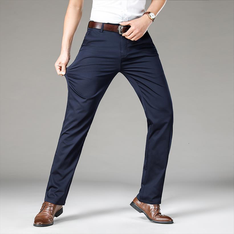 

cotton casual stretch male women pant trousers man long straight 5 colors plus size suit 42 44 46, Black