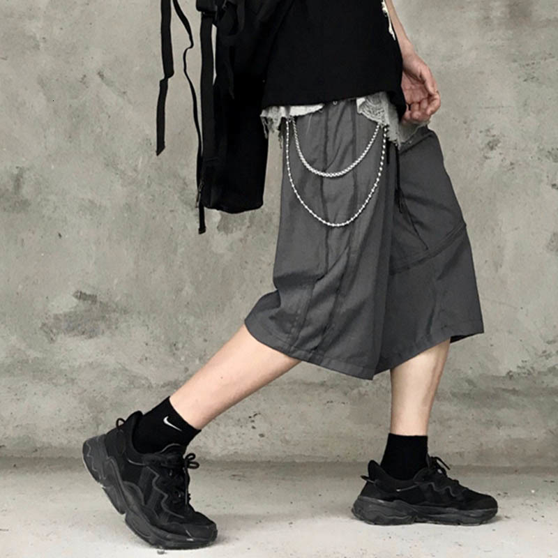 

2021 New High Street Chain Straight Solid Suit Shorts Mens and Womens Harajuku Wide Leg Casual Summer Five Point Pants Jltt, Black