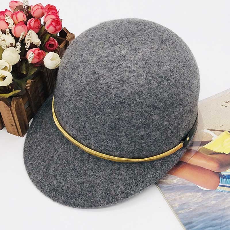 

2021 New Classical Winter Hats for Women Belt Adorn Ourdoor Warm Wool Visor Newsboy Cabbie Hat Ladies Snow Church Street Cap 55-60cm B7th, Navy blue