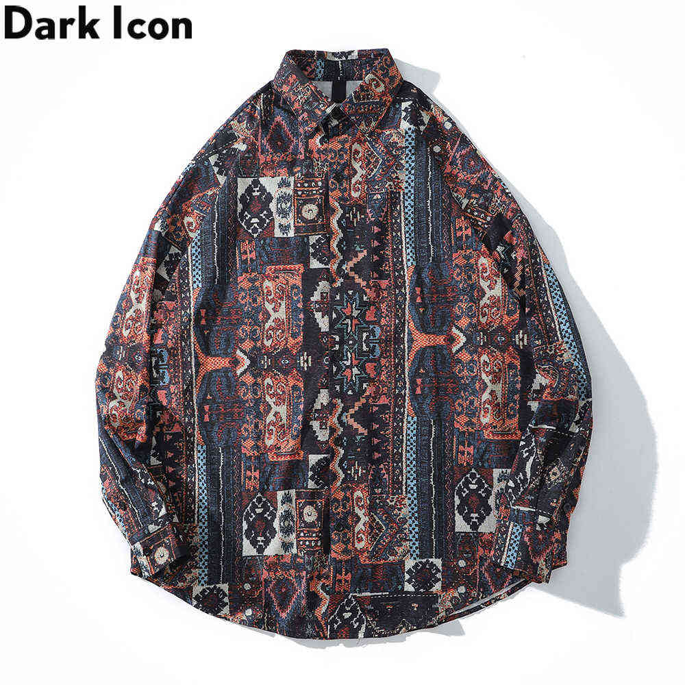 

Full Printed Shirt Men Street Fashion Men's Shirt Long Sleeve Women Blouse 210603, As photo