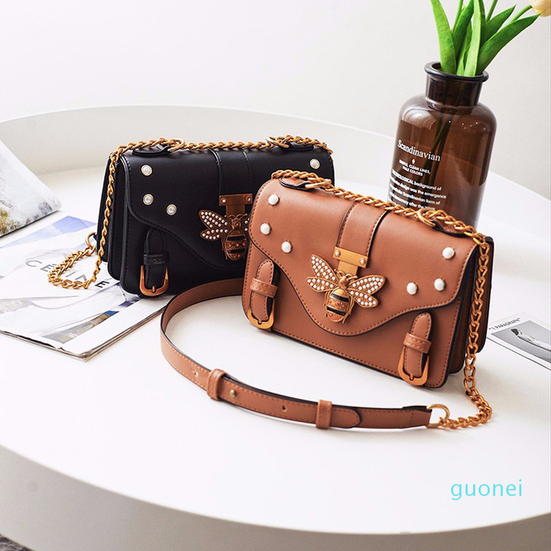 

Designer- Bag Women Messenger Bags Little bee Handbags crossbody bags for Women Shoulder Handbags with pearl 2021, Black