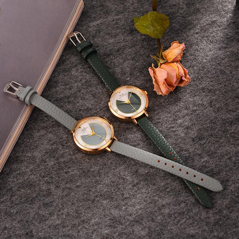

Wristwatches DQG Creative Fan-shaped Belt Ladies Watch Thin Strap Cake Pacman Female, Black