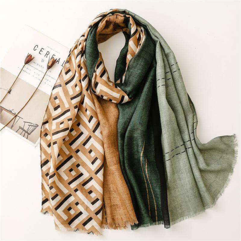 

Scarves Fashion Cotton Linen Hand Scarf Women's Random Letter Splicing Contrast Color Removal Beard Woolen Thick Shawl, Blue;gray