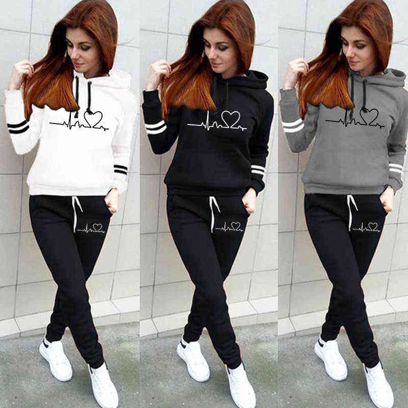 

Tracksuit Women Winter Female Pullovers Hoodies+Pants Jogging Woman Two Pieces Set Sports Suit for Women Clothing Outfits 211108, Black pants