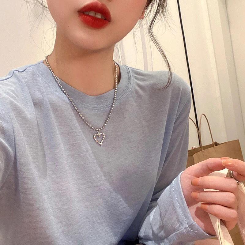 

Pendant Necklaces U-Magical Unique Design Hollow Out Metallic Love Heart Necklace For Women Simple Round Beads Fashion Jewelry